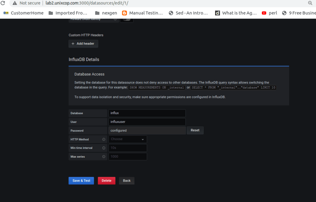 InfluxDB Details