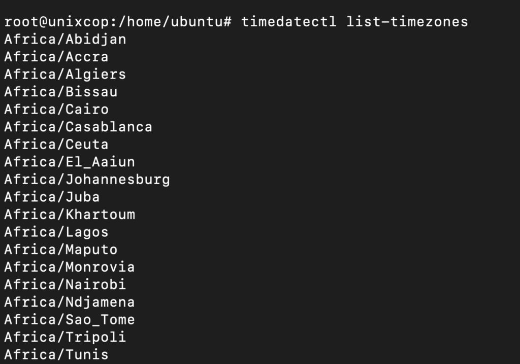 List of available time-zones