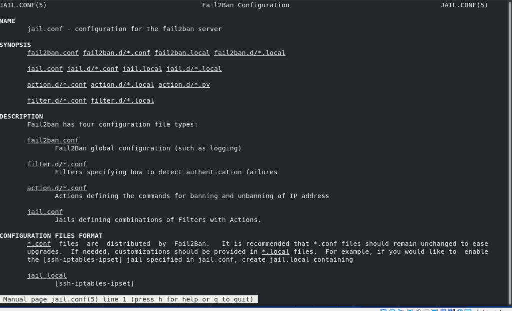 fail2ban configuration file