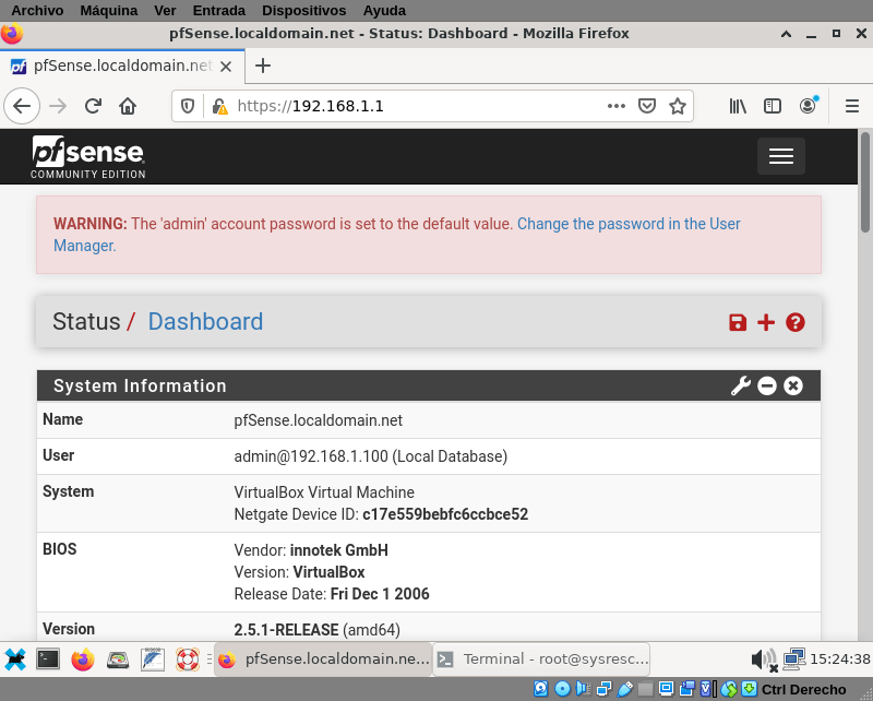 main pfsense small screen