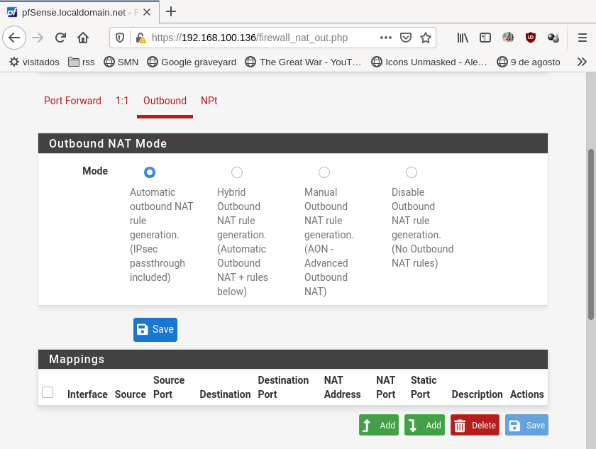 outbound nat is autoconfigured by defautl