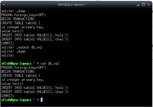 Dump a sqlite database.useful SQLite commands
