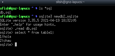 loading a sql dump into a new database. useful SQLite commands