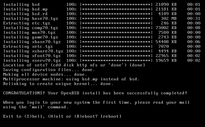How to install OpenBSD. Finishing