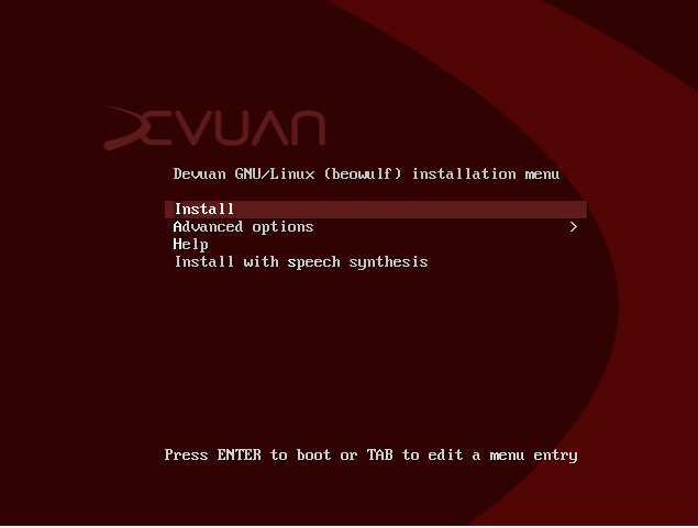 how to install devuan.boot screen