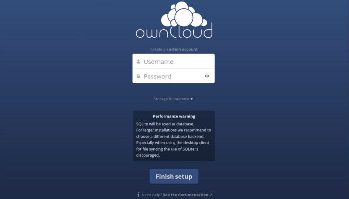 Owncloud login page on Ubuntu
