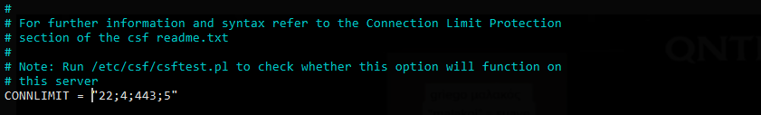 6.-ConnLimit directive on CSF