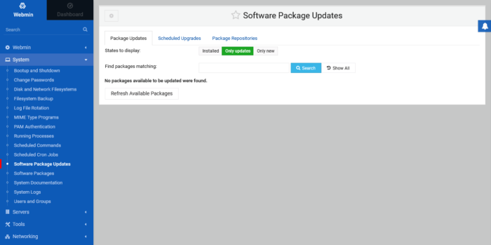1.- Updata Packages with Webmin