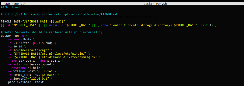 2.- Docker File for Pi-Hole