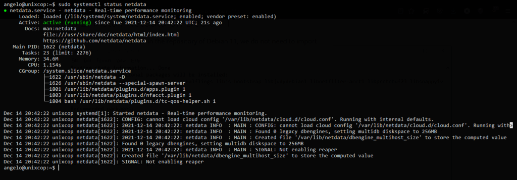 1.- Netdata service status