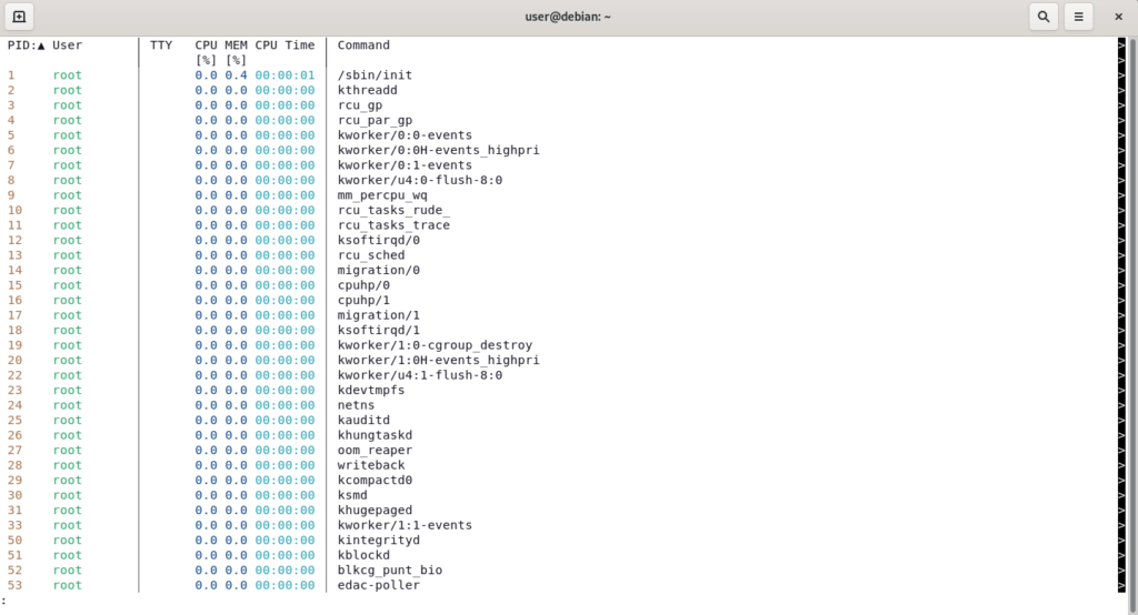 2.- procs command running