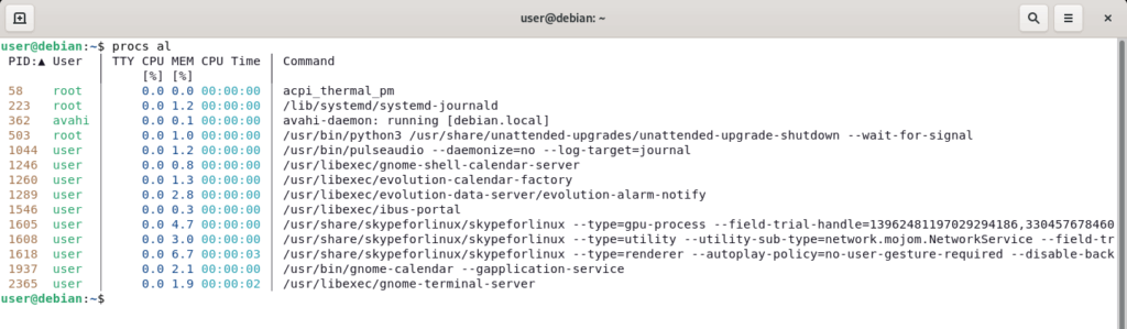 3.- procs command with options