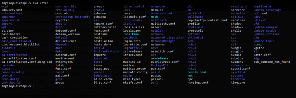 3.- Using the exa command in Ubuntu 20.04