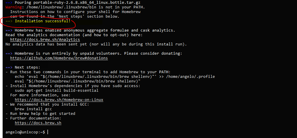 3.- Homebrew installed on Debian 11