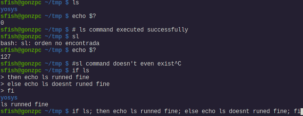 bash control structures. testing if-then-else commands