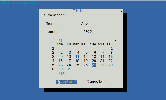 calendar example. user interfaces with dialog