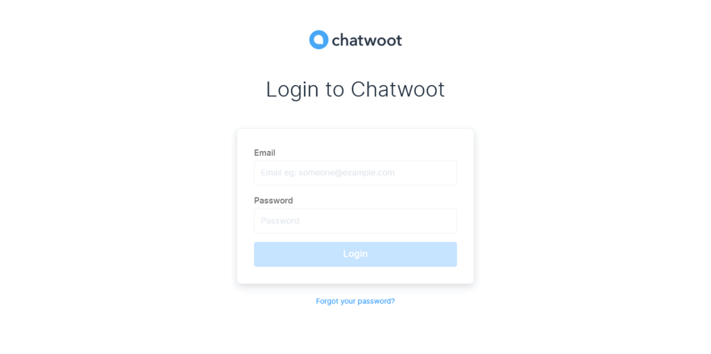3.- Chatwoot login screen