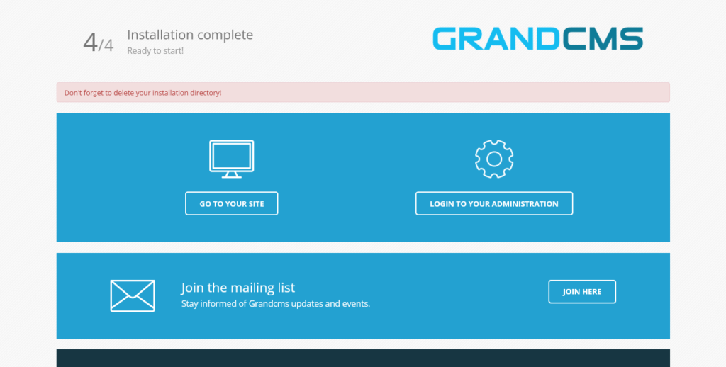 5.- GrandCMS installed