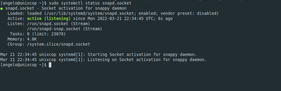 1.- Snap service status