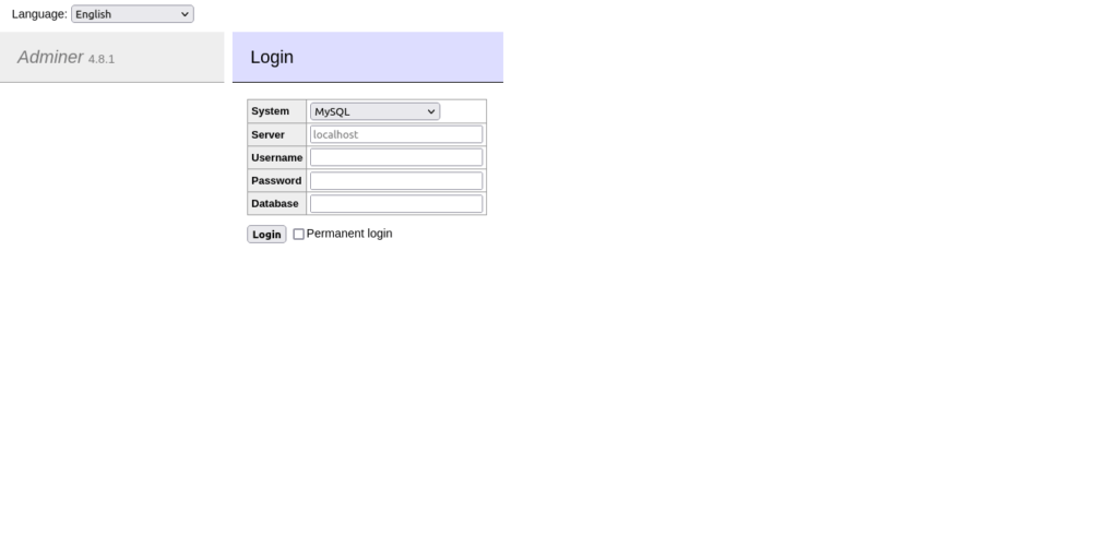 Adminer on Rocky Linu 8 / Alma Linux 8