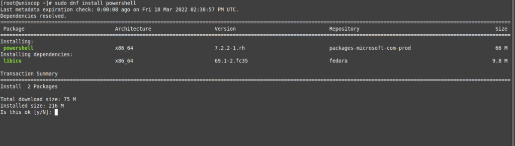 2.- Install Poweshell on Fedora 35