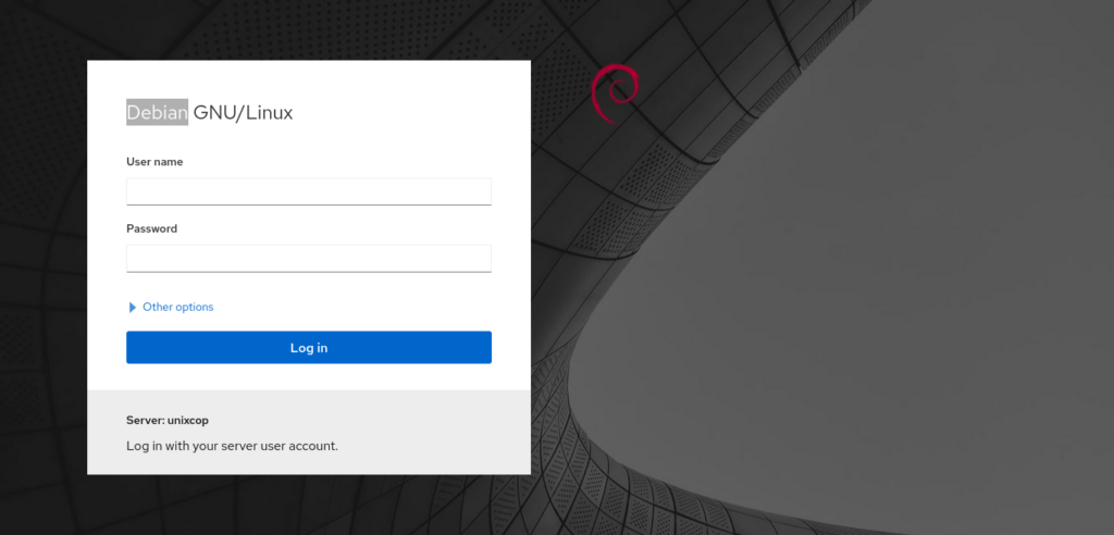 3.- Cockpit login screen on Debian 11