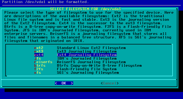 How to install slackware 15. Choosing a filesystem