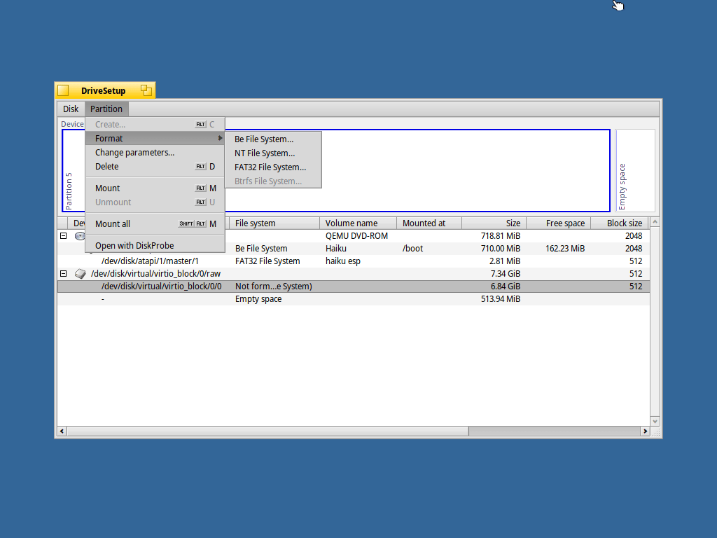 about to format a partition
