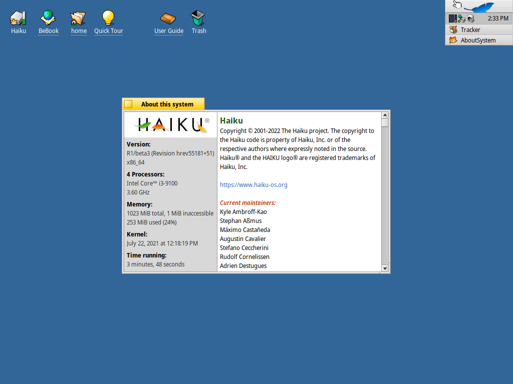 How to install haiku. About screen
