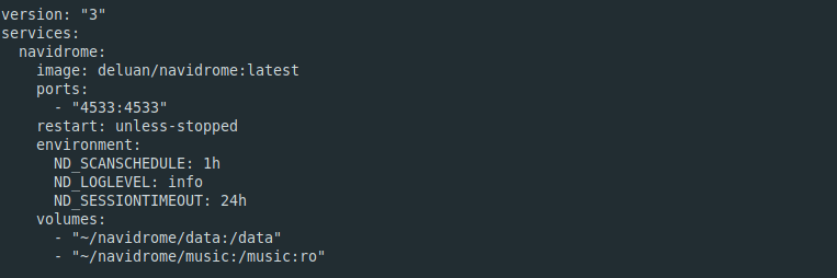 1.- Navidrome docker compose file
