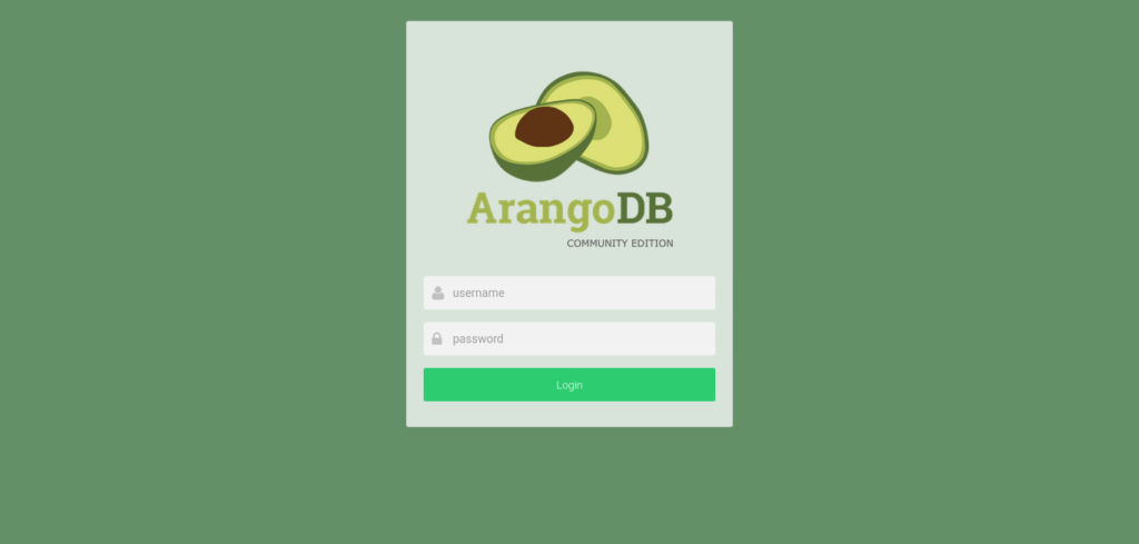 5.- ArangoDB login screen