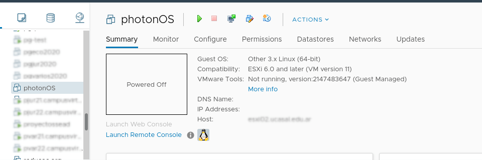 photon OS on vSphere installed