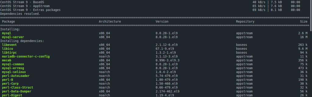 1.- Install MySQL on CentOS 9 Stream