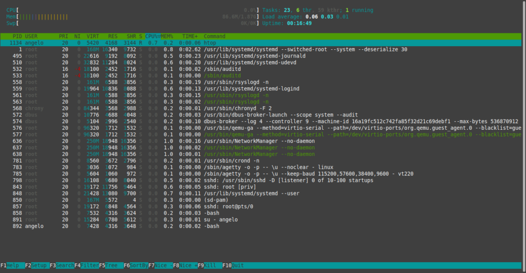 2.- htop on CentOS 9 Stream