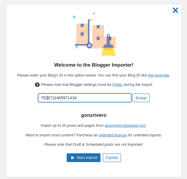 Start. How to migrate from blogger to wordpress