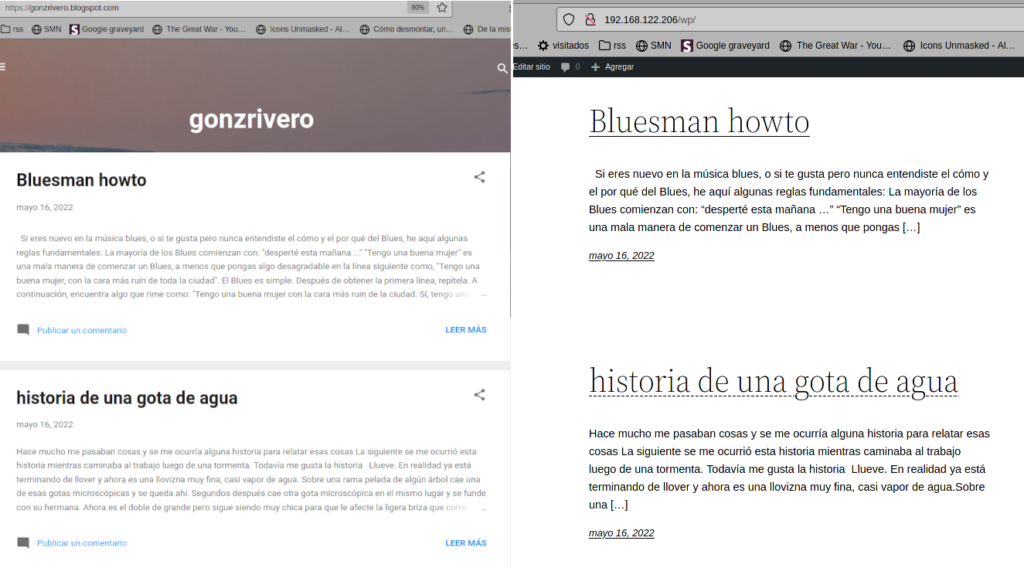 how to migrate from blogger (left) to wordpress(right)