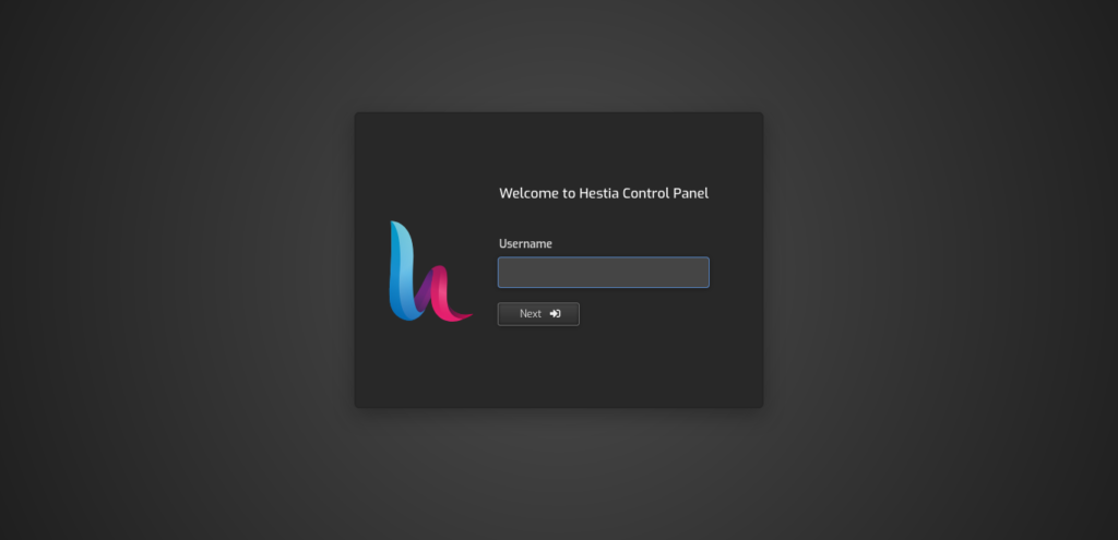 3.- Hestia Control Panel login screen