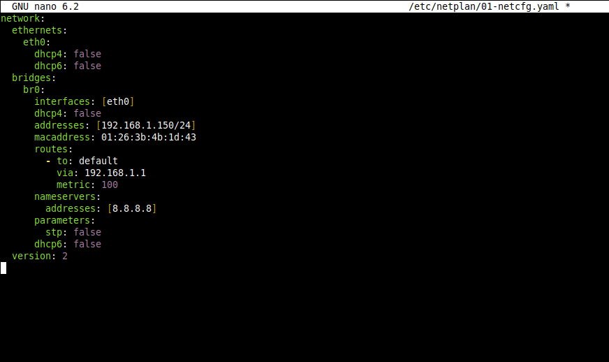 2.- Configuring the birgde network for KVM