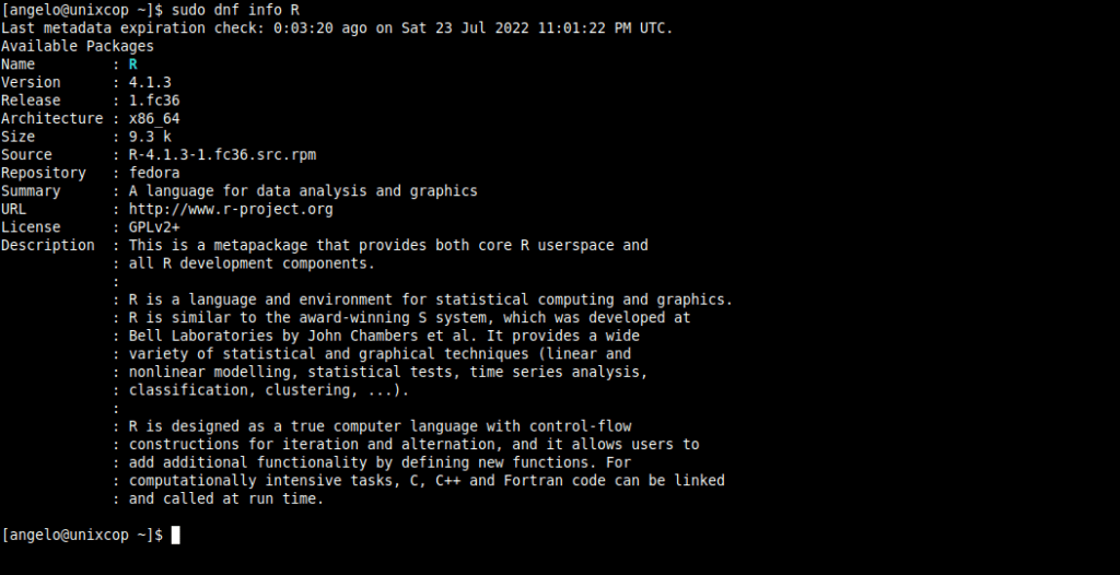 R package on Fedora 36