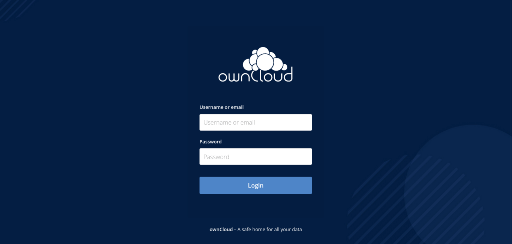 Owncloud login page