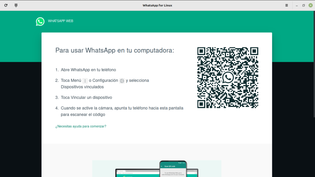 WhatsApp for Linux running on Debian / Ubuntu