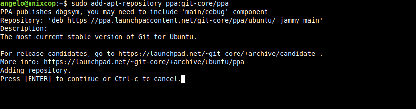 Install Git on Ubuntu 22.04 using the PPA