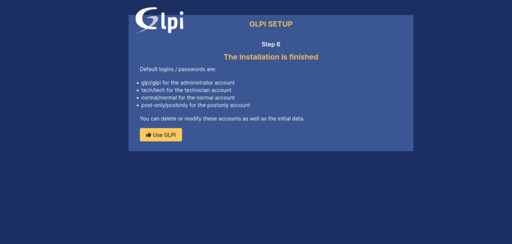 GLPI installed