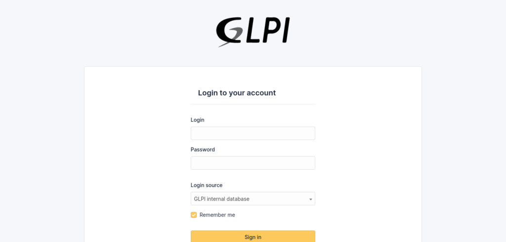 GLPI Login page