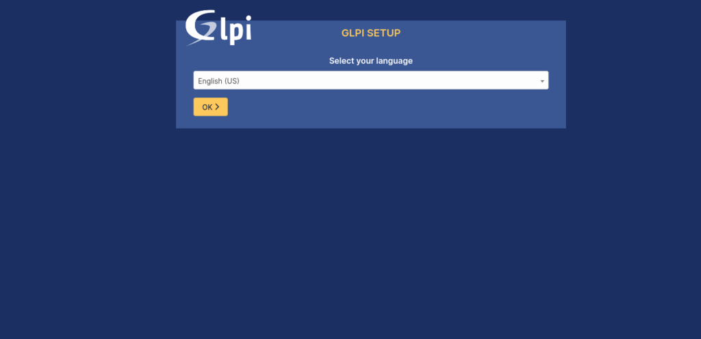 GLPI welcome screen