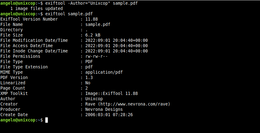 Setting the PDF metadata