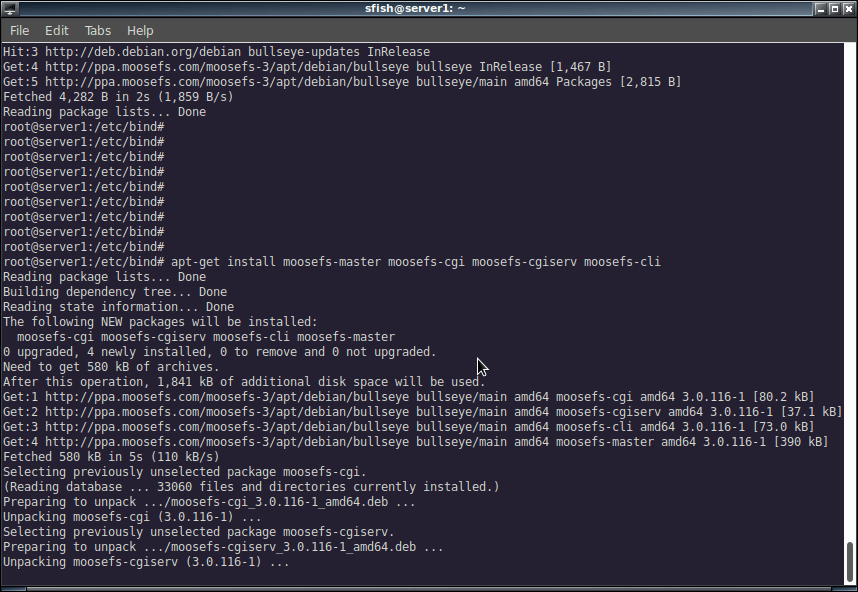 working with moosefs. installing master server packages