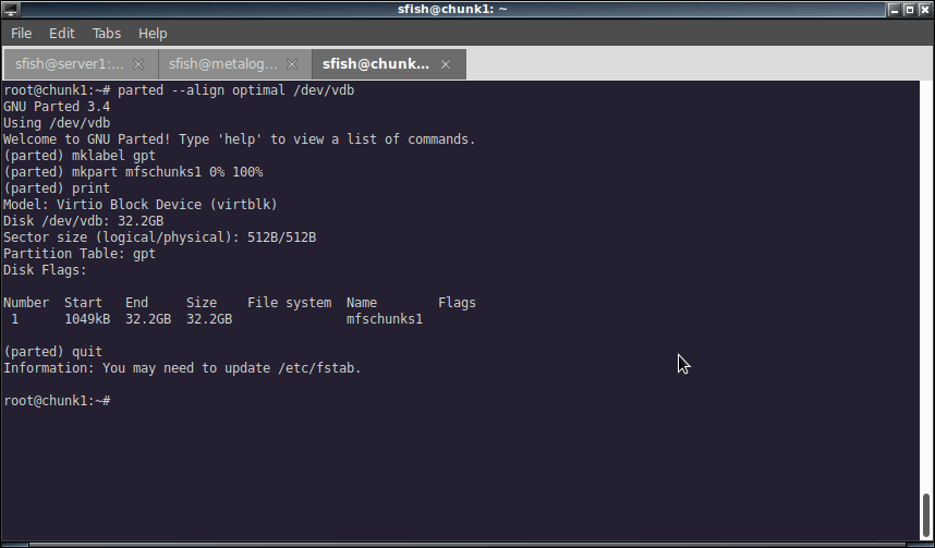 Creating a GPT partition on the whole disk