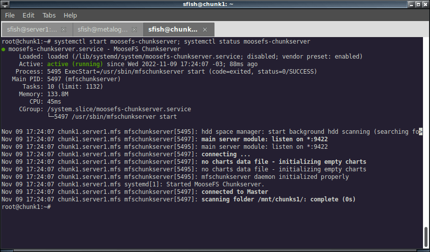 starting moosefs-chunkserver service. 