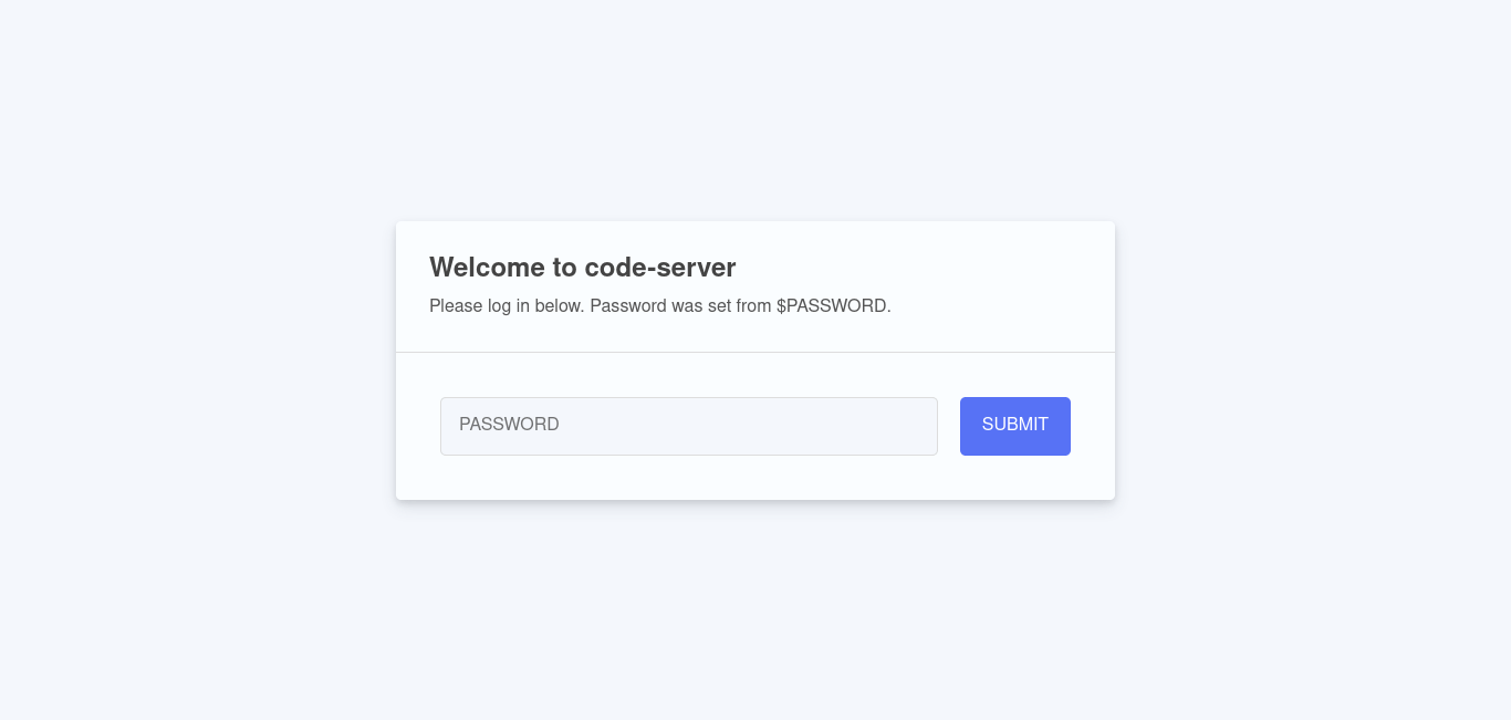 Code Server first screen